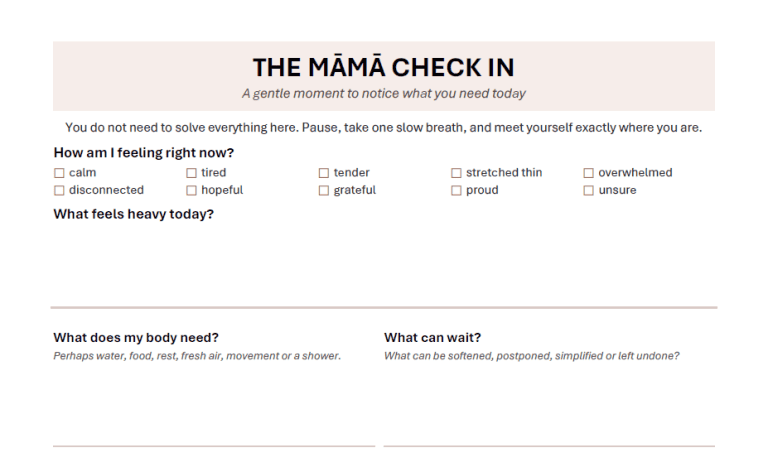 Free Māmā Check-In reflection printable